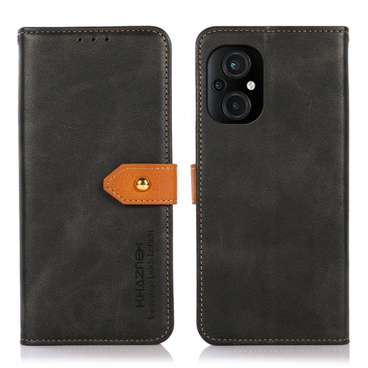 For Xiaomi Poco M4 5G/M5 5G KHAZNEH Dual-color Cowhide Texture Flip Leather Phone Case(Black) - Xiaomi Cases by buy2fix | Online Shopping UK | buy2fix