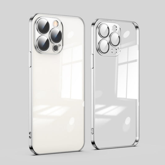 For iPhone 14 Pro Max Dustproof Glass Lens Protection Electroplating Phone Case(Silver) - iPhone 14 Pro Max Cases by buy2fix | Online Shopping UK | buy2fix