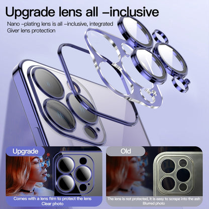 For iPhone 14 Pro Max Dustproof Glass Lens Protection Electroplating Phone Case(Silver) - iPhone 14 Pro Max Cases by buy2fix | Online Shopping UK | buy2fix