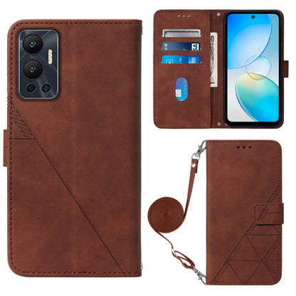 For Infinix Hot 12 X6817 Crossbody 3D Embossed Flip Leather Phone Case(Brown) - Infinix Cases by buy2fix | Online Shopping UK | buy2fix