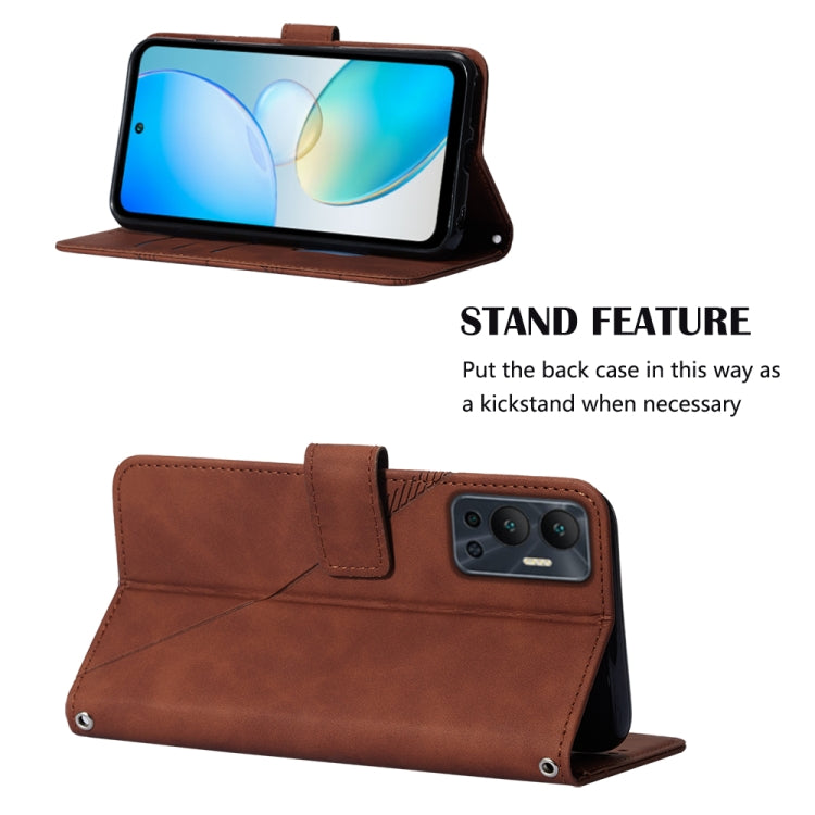 For Infinix Hot 12 X6817 Crossbody 3D Embossed Flip Leather Phone Case(Brown) - Infinix Cases by buy2fix | Online Shopping UK | buy2fix