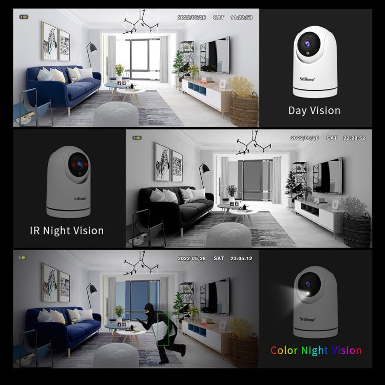 SriHome SH042 2.0MP 1080P HD AI WiFi Pan-tilt Surveillance Camera(EU Plug) by SriHome