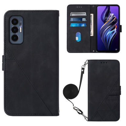 For Tecno Pova 3 LE7 Crossbody 3D Embossed Flip Leather Phone Case(Black) - Tecno Cases by buy2fix | Online Shopping UK | buy2fix