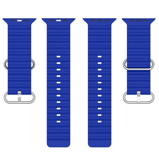 Ocean Silicone Watch Band for Apple Watch Series 8&7 41mm / SE 2&6&SE&5&4 40mm / 3&2&1 38mm (Sapphire Blue) by buy2fix
