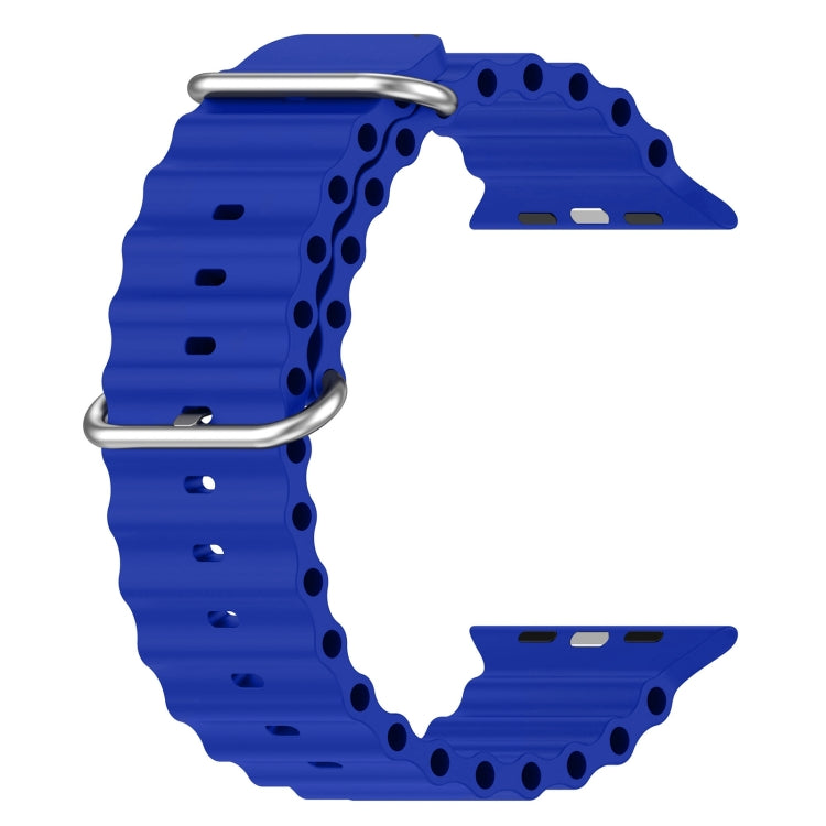 Ocean Silicone Watch Band for Apple Watch Series 8&7 41mm / SE 2&6&SE&5&4 40mm / 3&2&1 38mm (Sapphire Blue) by buy2fix