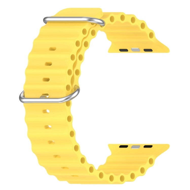 Ocean Silicone Watch Band for Apple Watch Series 9&8&7 41mm / SE 3&SE 2&6&SE&5&4 40mm / 3&2&1 38mm(Yellow) by buy2fix