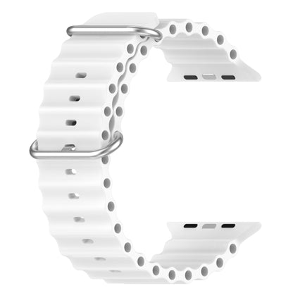 Ocean Silicone Watch Band for Apple Watch Series 9&8&7 41mm / SE 3&SE 2&6&SE&5&4 40mm / 3&2&1 38mm(White) by buy2fix