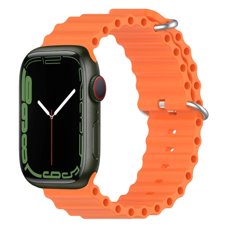Ocean Silicone Watch Band for Apple Watch Series 8&7 41mm / SE 2&6&SE&5&4 40mm / 3&2&1 38mm (Orange) by buy2fix