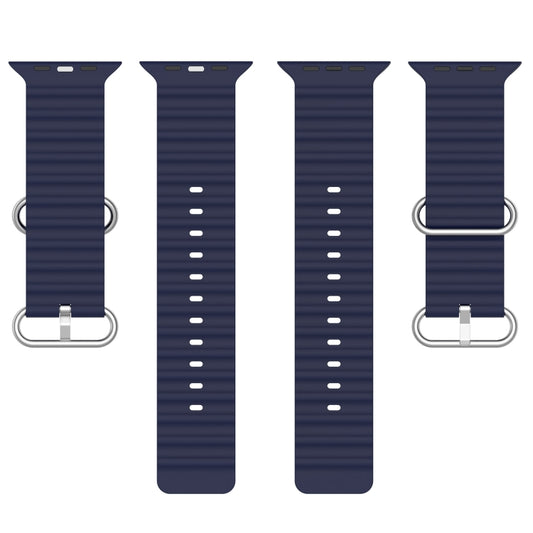 Ocean Silicone Watch Band for Apple Watch Series 8&7 41mm / SE 2&6&SE&5&4 40mm / 3&2&1 38mm (Midnight Blue) by buy2fix