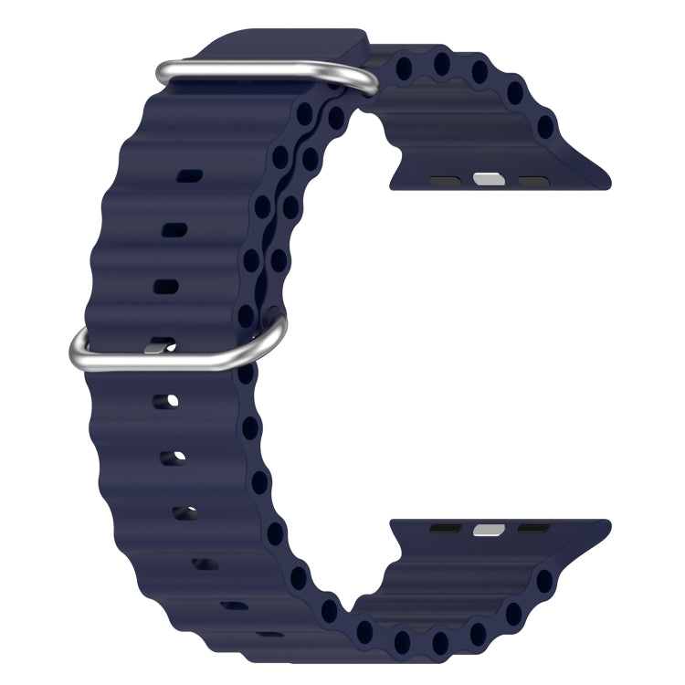 Ocean Silicone Watch Band for Apple Watch Series 8&7 41mm / SE 2&6&SE&5&4 40mm / 3&2&1 38mm (Midnight Blue) by buy2fix
