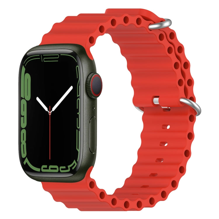 Ocean Silicone Watch Band for Apple Watch Series 8&7 41mm / SE 2&6&SE&5&4 40mm / 3&2&1 38mm (Red) by buy2fix
