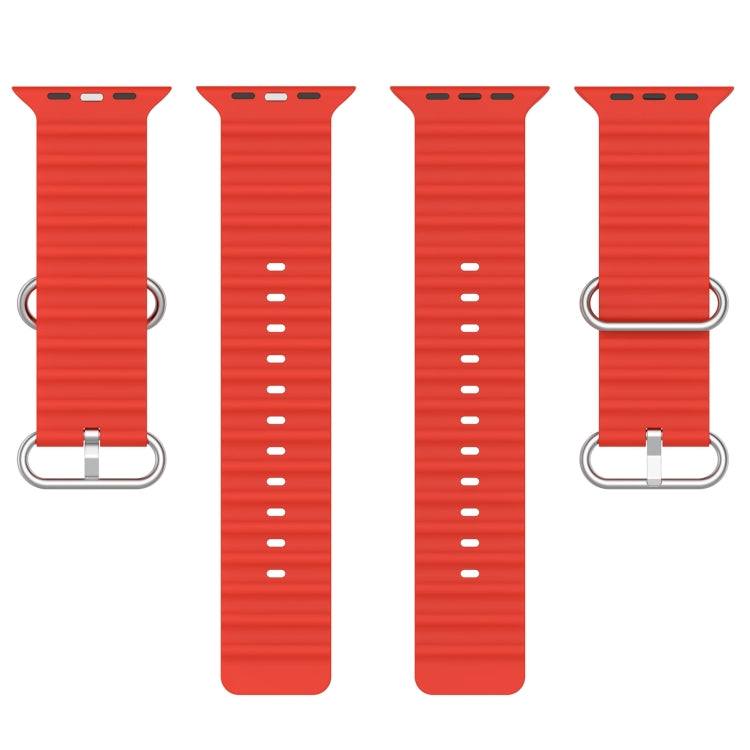 Ocean Silicone Watch Band for Apple Watch Series 8&7 41mm / SE 2&6&SE&5&4 40mm / 3&2&1 38mm (Red) by buy2fix