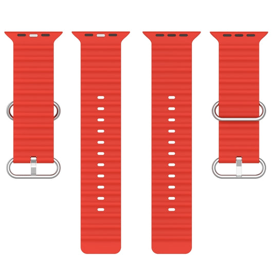 Ocean Silicone Watch Band for Apple Watch Series 8&7 41mm / SE 2&6&SE&5&4 40mm / 3&2&1 38mm (Red) by buy2fix