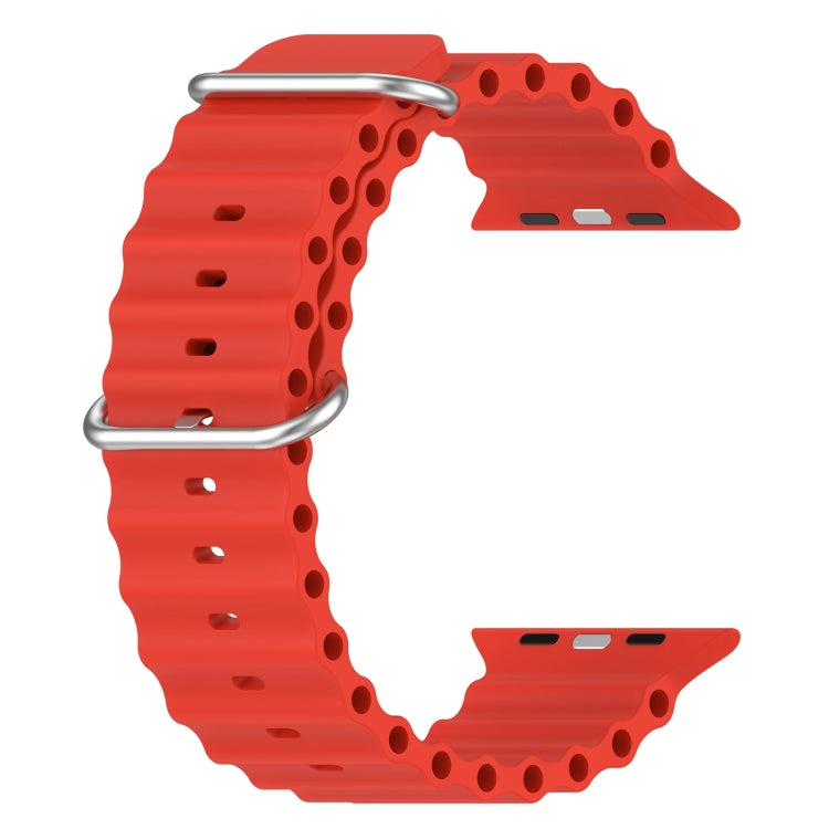 Ocean Silicone Watch Band for Apple Watch Series 8&7 41mm / SE 2&6&SE&5&4 40mm / 3&2&1 38mm (Red) by buy2fix