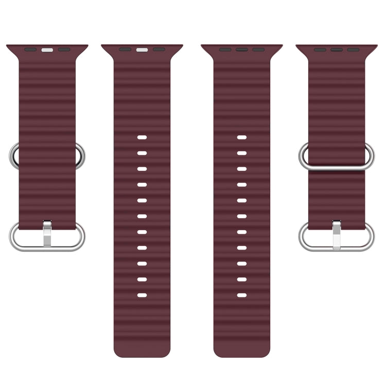 Ocean Silicone Watch Band for Apple Watch Series 8&7 41mm / SE 2&6&SE&5&4 40mm / 3&2&1 38mm (Wine Red) by buy2fix