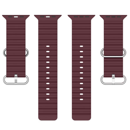 Ocean Silicone Watch Band for Apple Watch Series 8&7 41mm / SE 2&6&SE&5&4 40mm / 3&2&1 38mm (Wine Red) by buy2fix