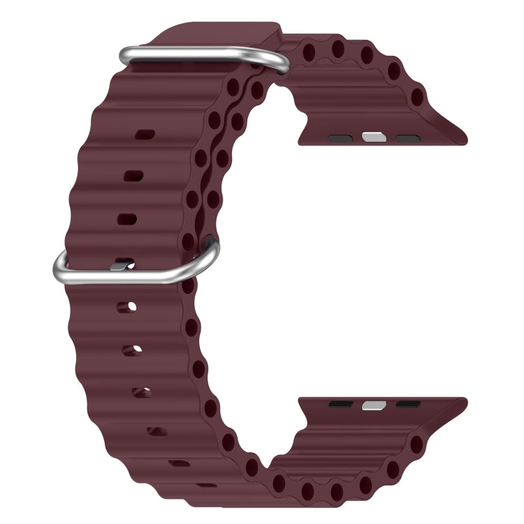 Ocean Silicone Watch Band for Apple Watch Series 8&7 41mm / SE 2&6&SE&5&4 40mm / 3&2&1 38mm (Wine Red) by buy2fix
