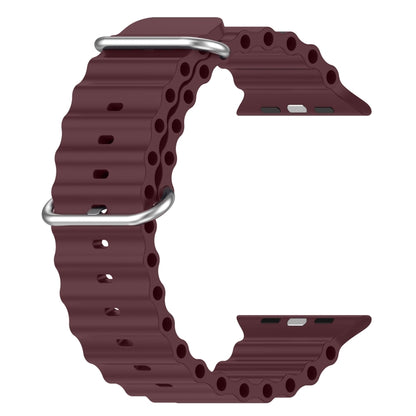 Ocean Silicone Watch Band for Apple Watch Series 8&7 41mm / SE 2&6&SE&5&4 40mm / 3&2&1 38mm (Wine Red) by buy2fix