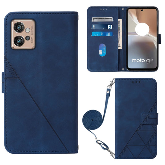 For Motorola Moto G32 Crossbody 3D Embossed Flip Leather Phone Case(Blue) - Motorola Cases by buy2fix | Online Shopping UK | buy2fix