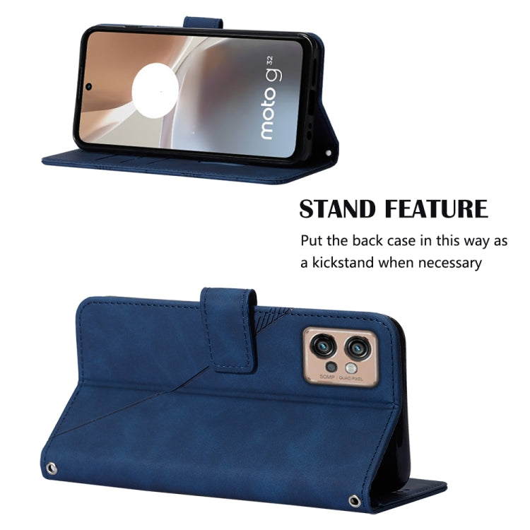 For Motorola Moto G32 Crossbody 3D Embossed Flip Leather Phone Case(Blue) - Motorola Cases by buy2fix | Online Shopping UK | buy2fix