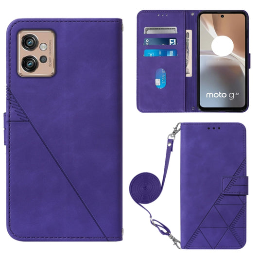 For Motorola Moto G32 Crossbody 3D Embossed Flip Leather Phone Case(Purple) - Motorola Cases by buy2fix | Online Shopping UK | buy2fix