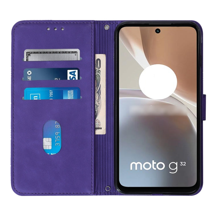 For Motorola Moto G32 Crossbody 3D Embossed Flip Leather Phone Case(Purple) by buy2fix