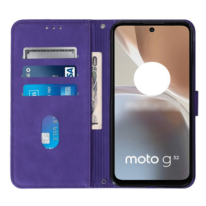 For Motorola Moto G32 Crossbody 3D Embossed Flip Leather Phone Case(Purple) by buy2fix
