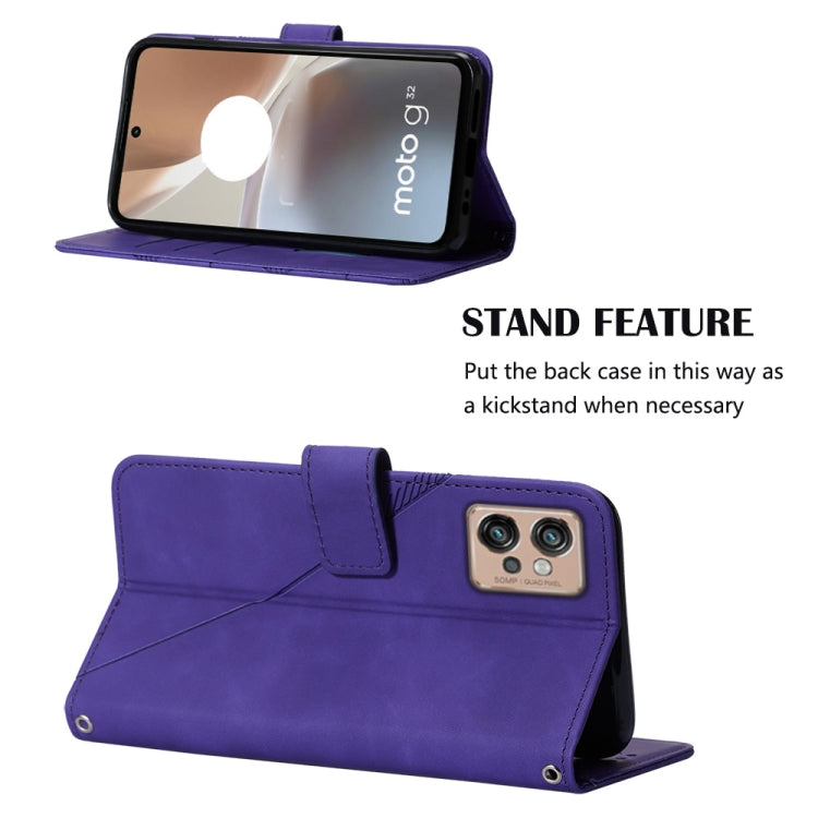 For Motorola Moto G32 Crossbody 3D Embossed Flip Leather Phone Case(Purple) by buy2fix