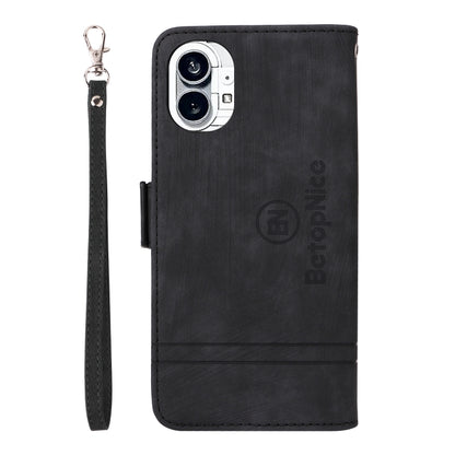 For Nothing Phone 1 BETOPNICE Dual-side Buckle Leather Phone Case(Black) - Nothing Cases by BETOPNICE | Online Shopping UK | buy2fix