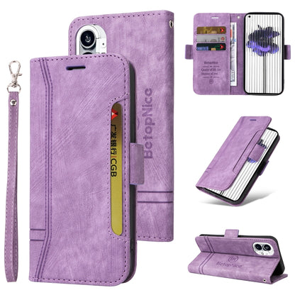 For Nothing Phone 1 BETOPNICE Dual-side Buckle Leather Phone Case(Purple) - Nothing Cases by BETOPNICE | Online Shopping UK | buy2fix