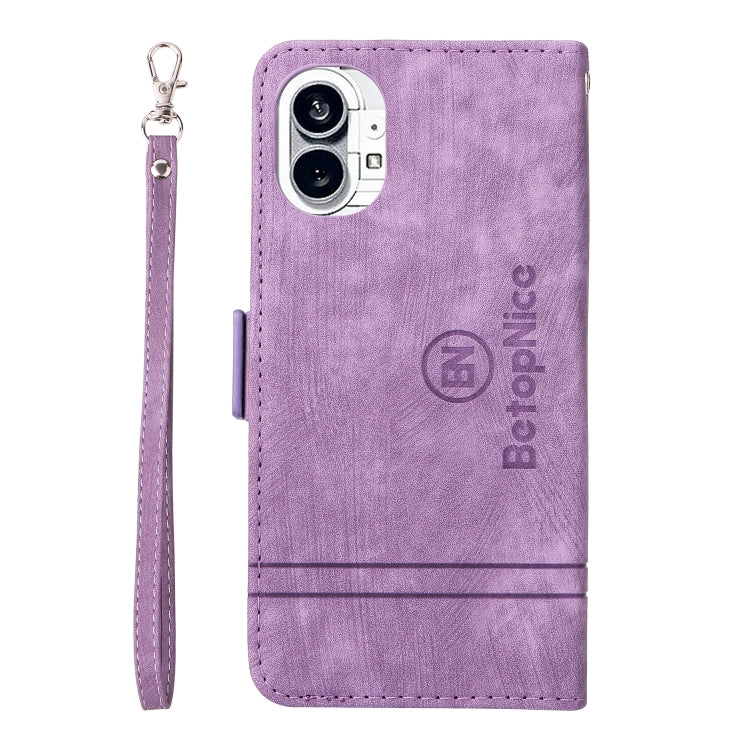 For Nothing Phone 1 BETOPNICE Dual-side Buckle Leather Phone Case(Purple) - Nothing Cases by BETOPNICE | Online Shopping UK | buy2fix