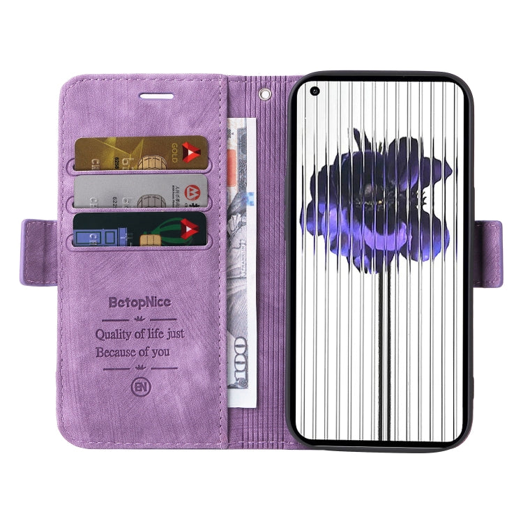 For Nothing Phone 1 BETOPNICE Dual-side Buckle Leather Phone Case(Purple) - Nothing Cases by BETOPNICE | Online Shopping UK | buy2fix