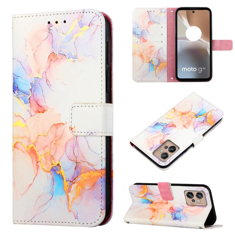 For Motorola Moto G32 PT003 Marble Pattern Flip Leather Phone Case(Marble White) - Motorola Cases by buy2fix | Online Shopping UK | buy2fix