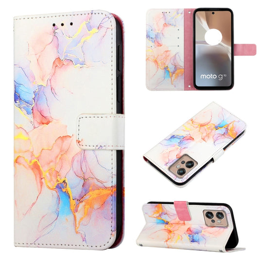 For Motorola Moto G32 PT003 Marble Pattern Flip Leather Phone Case(Marble White) - Motorola Cases by buy2fix | Online Shopping UK | buy2fix