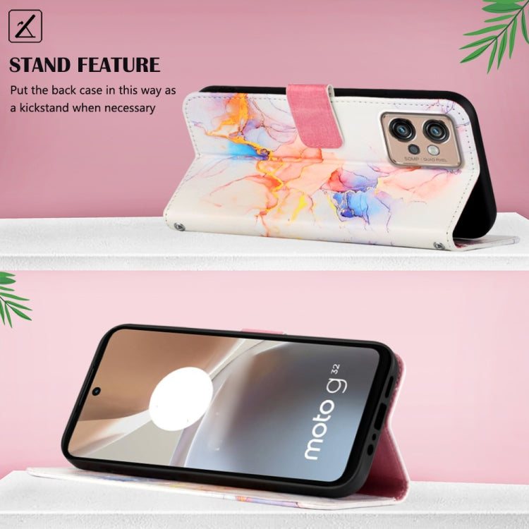 For Motorola Moto G32 PT003 Marble Pattern Flip Leather Phone Case(Marble White) - Motorola Cases by buy2fix | Online Shopping UK | buy2fix