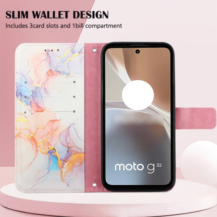 For Motorola Moto G32 PT003 Marble Pattern Flip Leather Phone Case(Marble White) - Motorola Cases by buy2fix | Online Shopping UK | buy2fix