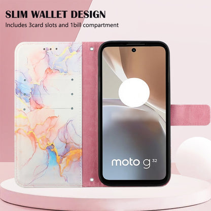 For Motorola Moto G32 PT003 Marble Pattern Flip Leather Phone Case(Marble White) - Motorola Cases by buy2fix | Online Shopping UK | buy2fix