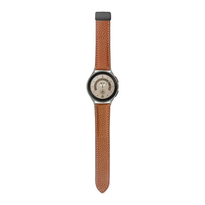For Samsung Galaxy Watch5 40mm / 44mm Litchi Genuine Leather Watch Band Black Buckle(Brown) - Watch Bands by buy2fix | Online Shopping UK | buy2fix