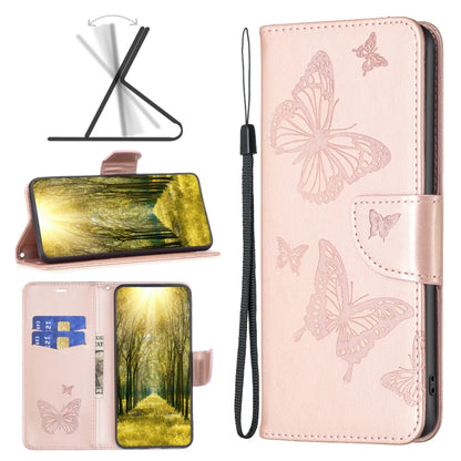 For Xiaomi Redmi A1/A1+ Two Butterflies Embossing Leather Phone Case(Rose Gold) - Xiaomi Cases by buy2fix | Online Shopping UK | buy2fix