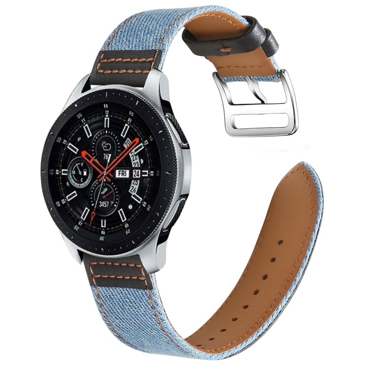 22mm Denim Leather Watch Band(Black B) - 22mm Bands by buy2fix | Online Shopping UK | buy2fix