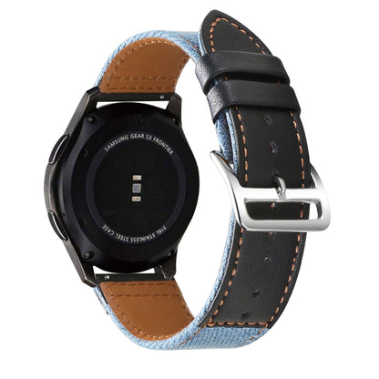 22mm Denim Leather Watch Band(Black B) - 22mm Bands by buy2fix | Online Shopping UK | buy2fix