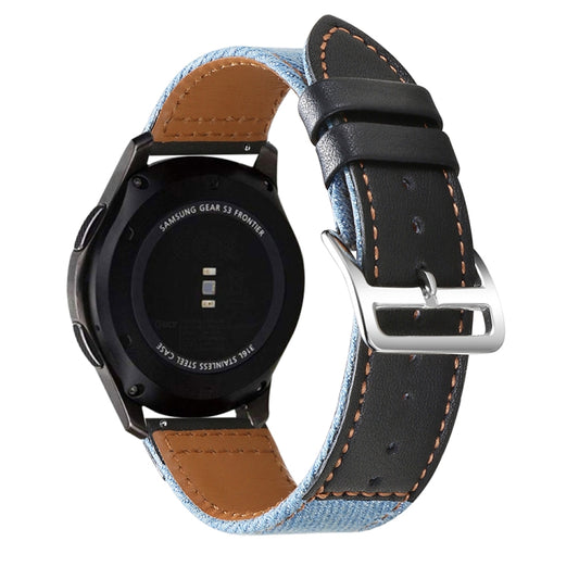 22mm Denim Leather Watch Band(Black B) - 22mm Bands by buy2fix | Online Shopping UK | buy2fix