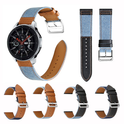 22mm Denim Leather Watch Band(Black B) - 22mm Bands by buy2fix | Online Shopping UK | buy2fix