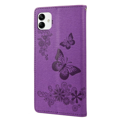 For Samsung Galaxy A04 Butterfly Embossed Horizontal Flip Leather Phone Case(Purple) by buy2fix