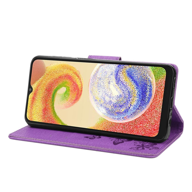 For Samsung Galaxy A04 Butterfly Embossed Horizontal Flip Leather Phone Case(Purple) by buy2fix