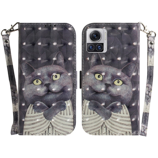 For Motorola Moto X30 Pro 5G / Edge 30 Ultra 5G 3D Colored Horizontal Flip Leather Phone Case(Hug Cat) - Motorola Cases by buy2fix | Online Shopping UK | buy2fix
