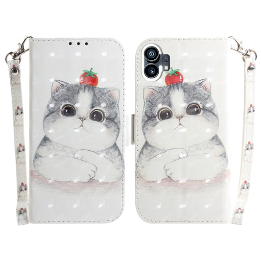 For Nothing Phone 1 3D Colored Horizontal Flip Leather Phone Case(Cute Cat) - Nothing Cases by buy2fix | Online Shopping UK | buy2fix