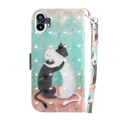 For Nothing Phone 1 3D Colored Horizontal Flip Leather Phone Case(Black White Cat) - Nothing Cases by buy2fix | Online Shopping UK | buy2fix