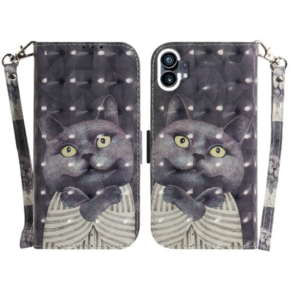For Nothing Phone 1 3D Colored Horizontal Flip Leather Phone Case(Hug Cat) - Nothing Cases by buy2fix | Online Shopping UK | buy2fix