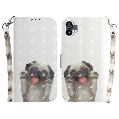 For Nothing Phone 1 3D Colored Horizontal Flip Leather Phone Case(Pug) - Nothing Cases by buy2fix | Online Shopping UK | buy2fix